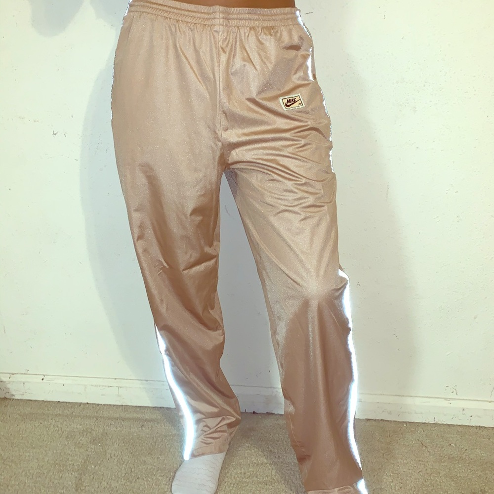 Vintage 1980s Gold Nike PR Windbreaker Pants Sz M - Y2K